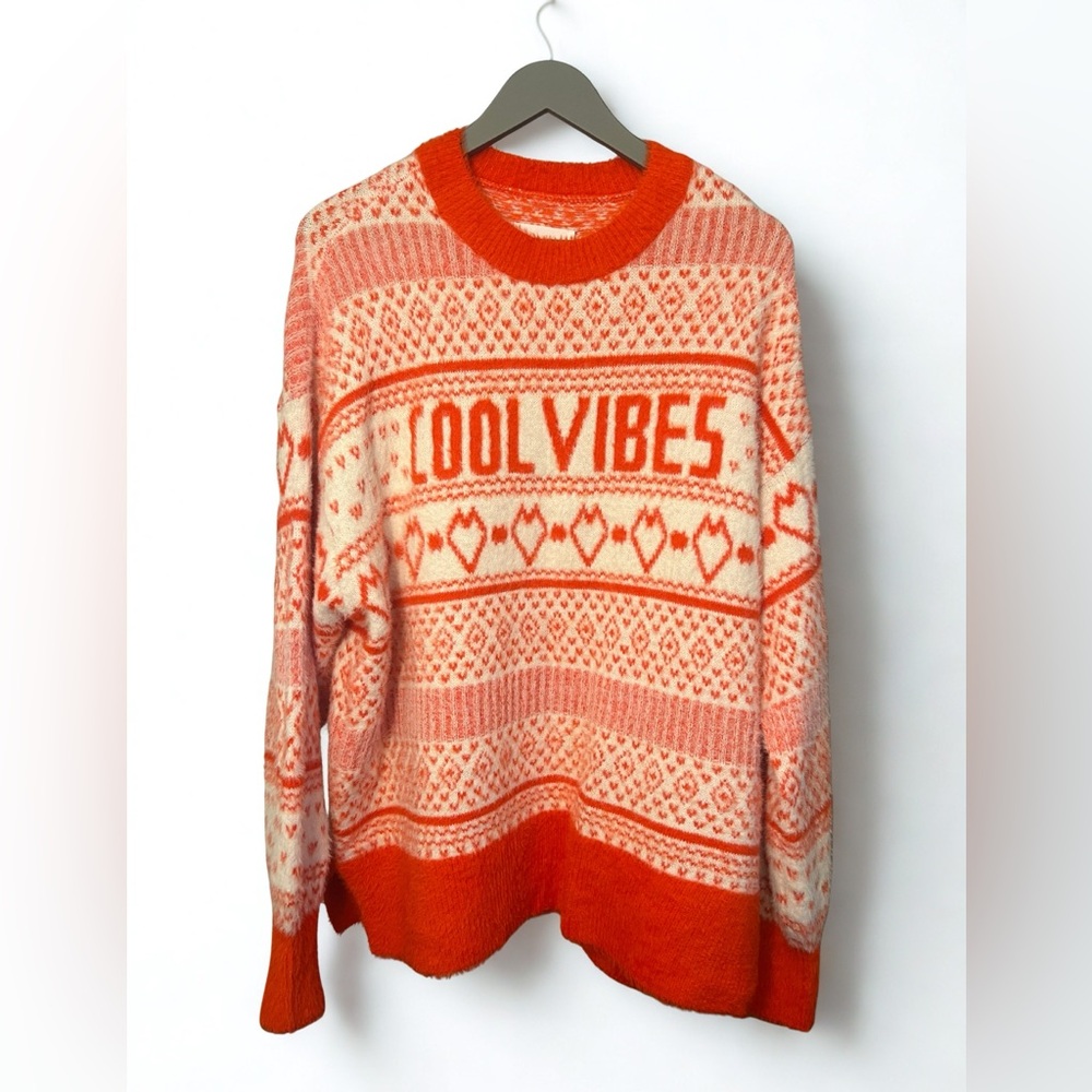 Aerie Oversized Long Sleeve Crew Neck Cool Vibes Sweater Size M
